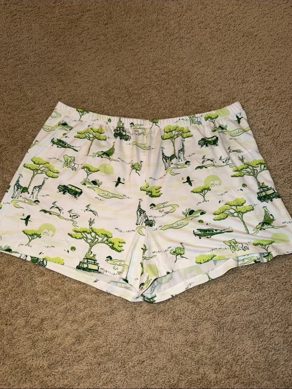 kate spade White Pajama Set with Lime Green Safari Print